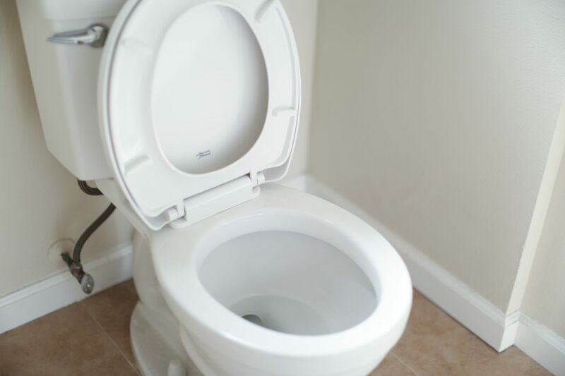 Toilet with lid up