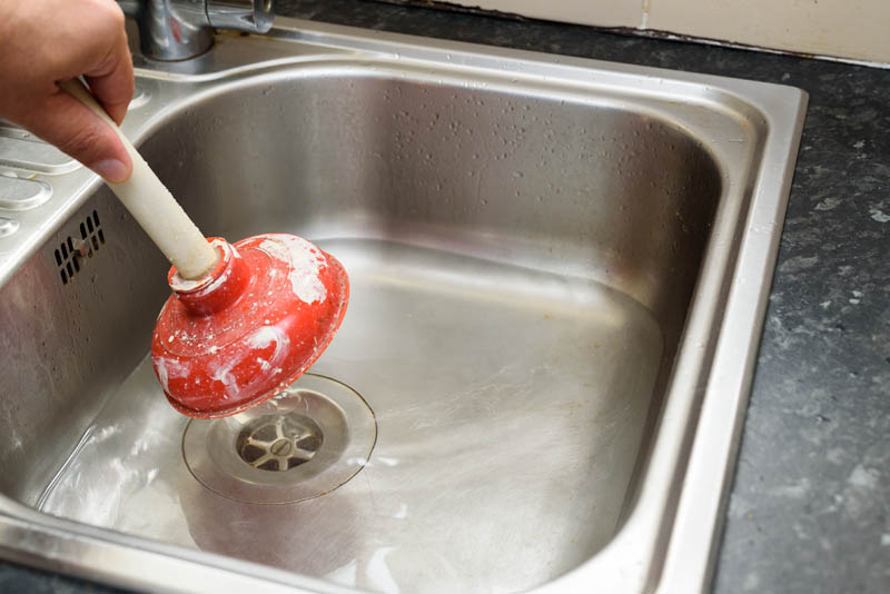 plunger used to unblock sink